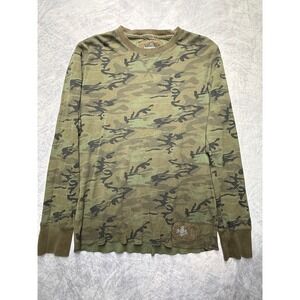 vtg y2k Express Mens Camo Thermal Long Sleeve Shirt sz L Camouflage grunge